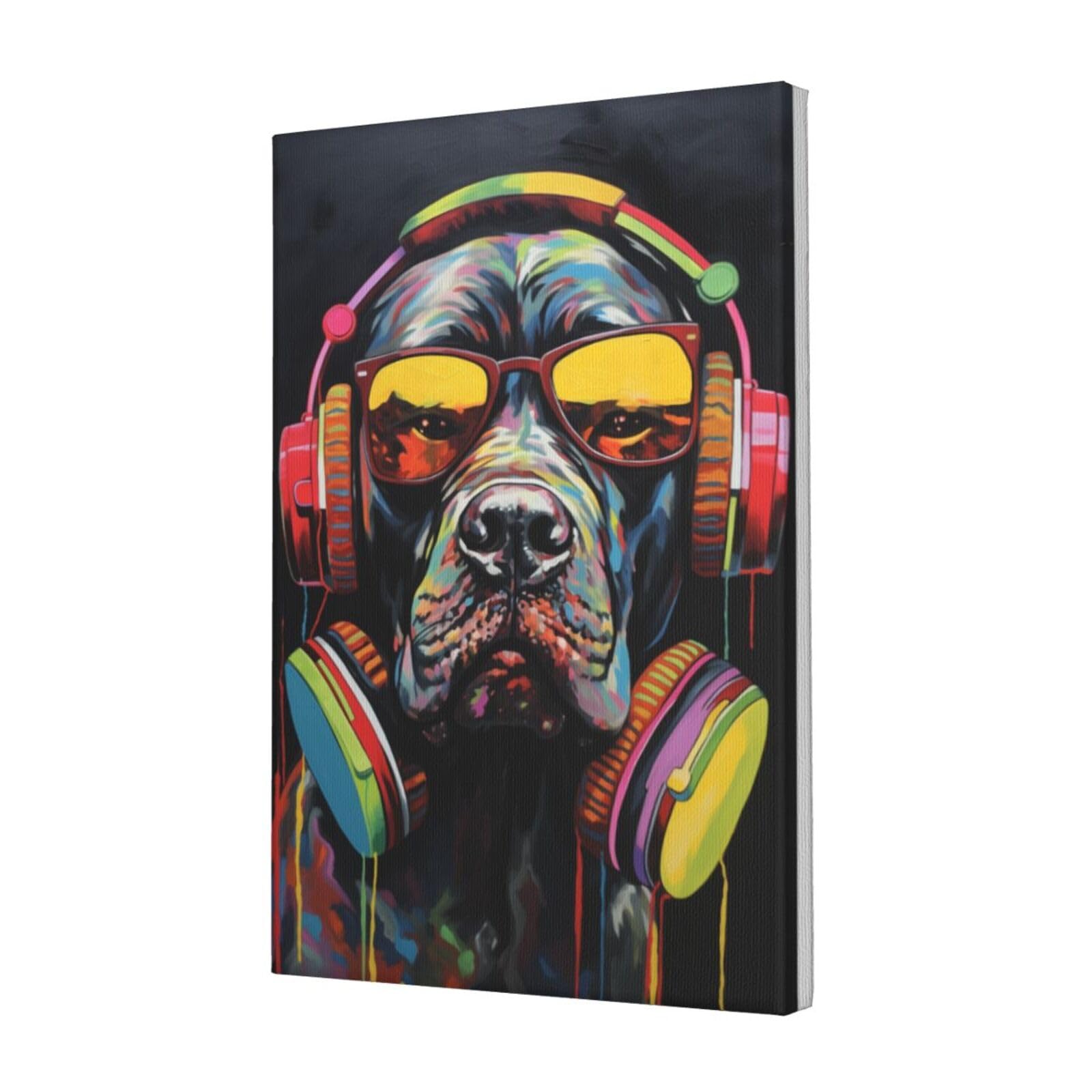 Funny Dog Graffiti Animal Canvas Wall Art,Room Decor Aesthetic Trendy Room Decor,Maximalist Decor,Paintings For Bathroom Wall Bedroom Dorm Living Office Deco 8x12in
