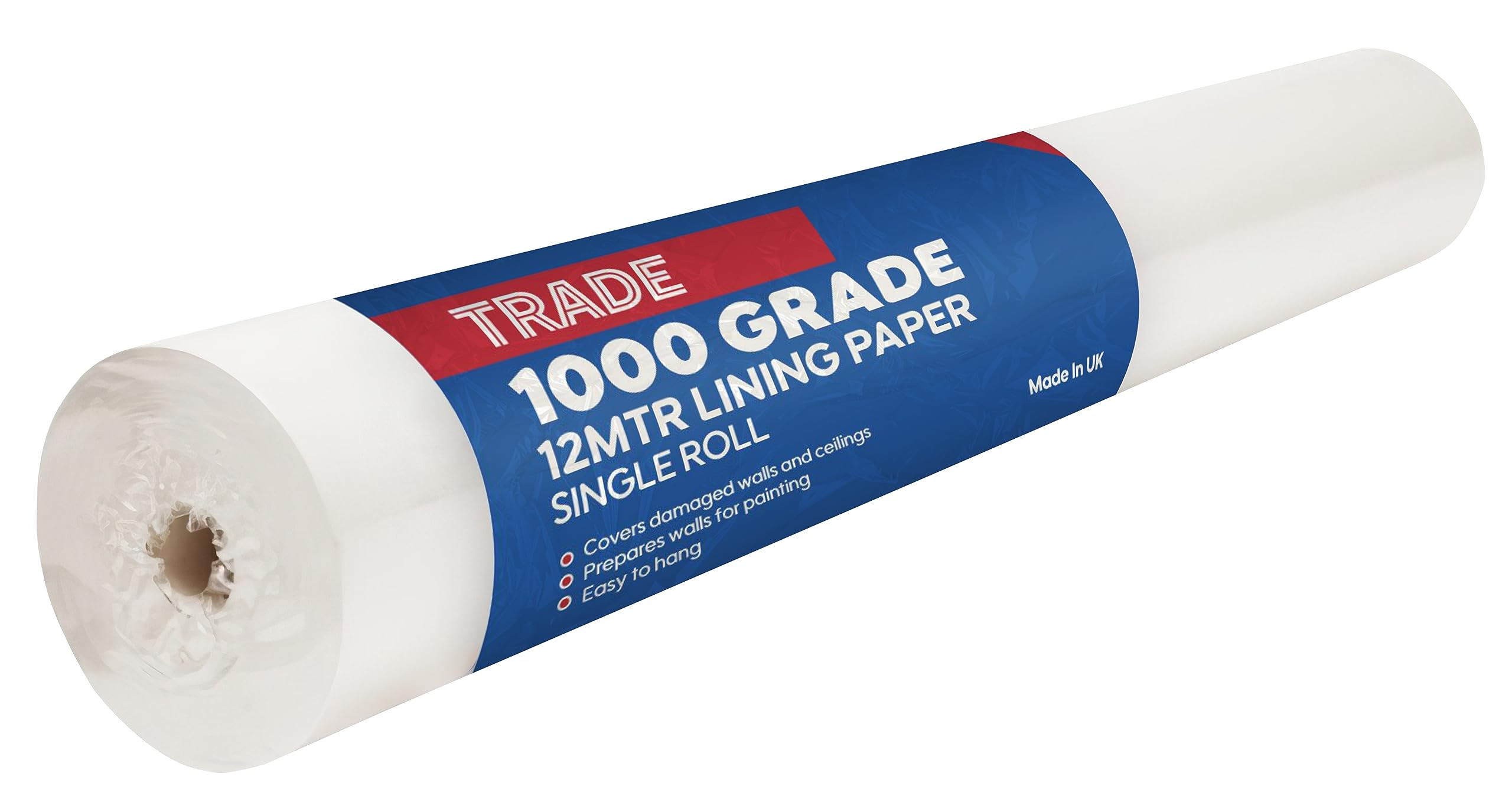 Trade 1000 Grade Lining Paper for Walls-Suitable for New & Damaged Walls-Covers Wall & Ceiling-Easy to Hang & Remove-10M Long Lining Paper Roll Plus 20% Free 6.72m2 Coverage- (1)