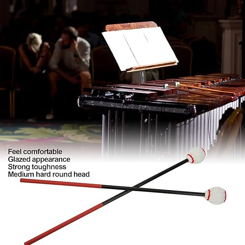 Miniatura 3 de Marimba Mallets de hilo duro, mazos de marimba de percusión de marimba con cabeza de hilo medio, mazos de marimba para jugar con mango de madera