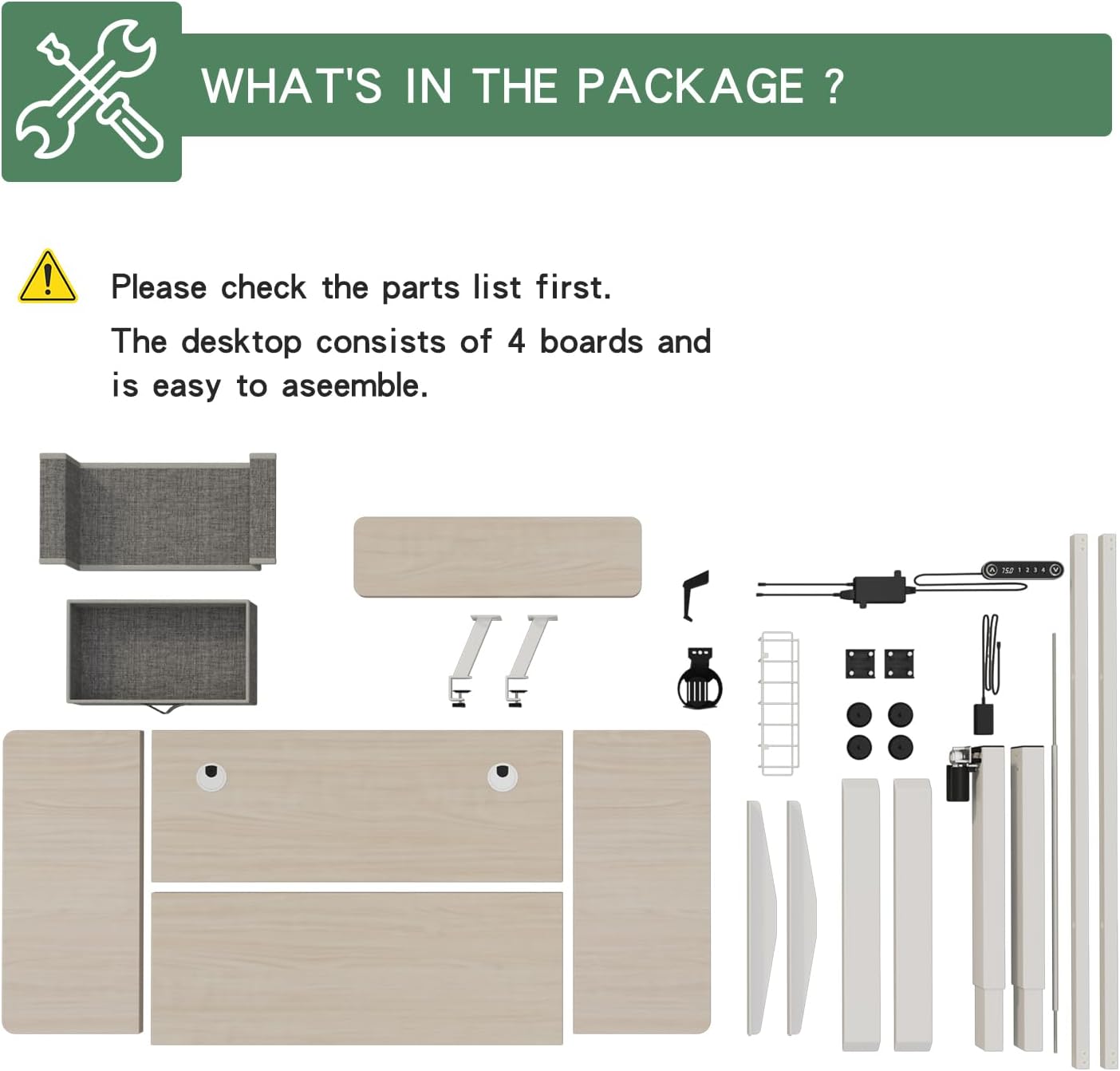 Height Adjustable Electric Standing Desk with One Drawer, Table with Storage Shelf, Sit & Stand Home Office Desk with Storage Space (Oak, 55x30)