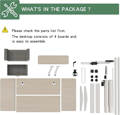 Miniatura 8 de Escritorio eléctrico de pie ajustable en altura con un cajón, mesa con estante de almacenamiento, escritorio de oficina en casa con espacio de