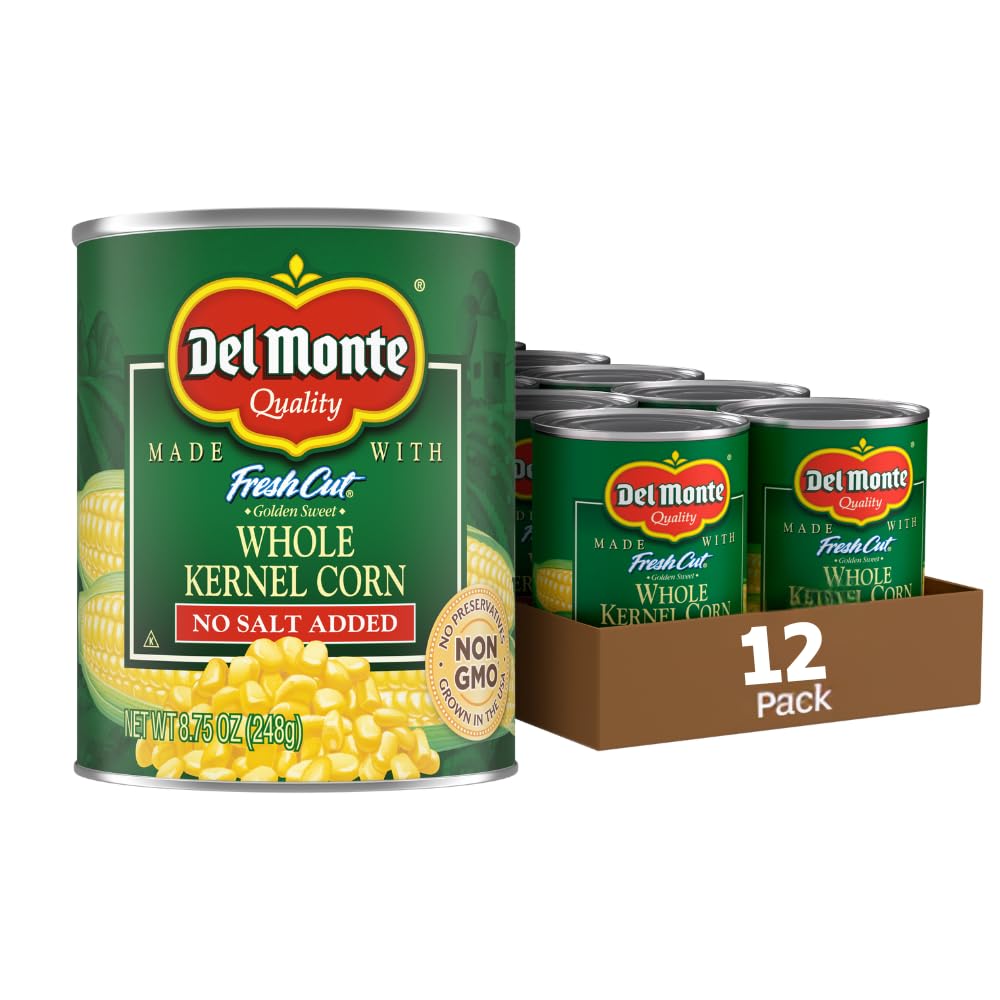 Del Monte Whole Kernel Gold Corn No Salt Added, 8.75-Ounce (Pack of 12)