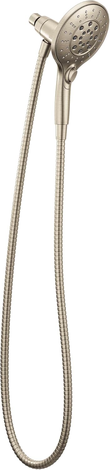 Moen Engage Brushed Nickel Magnetix Six-Function 5.5-Inch Handheld Showerhead with Magnetic Docking System, 3662EPBN