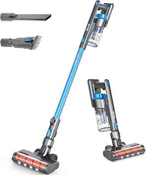 Cordless Vacuum Cleaner, LEVOIT Stick Handheld Lightweight Vacuum with 150W Powerful Suction for Hardwood Floor Pet Hair Carpet Car, Rechargeable Lithium Ion Battery and LED Brush, Blue & Gray