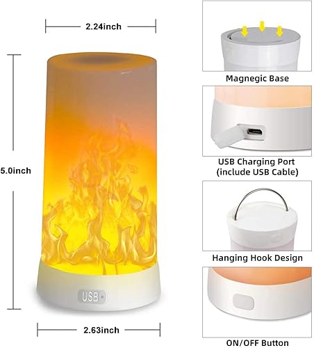 Miniatura 7 de Luz LED con efecto de llama, recargable por USB, lámpara de mesa de llama para exteriores, impermeable, regulable, 4 modos, linterna con efecto de