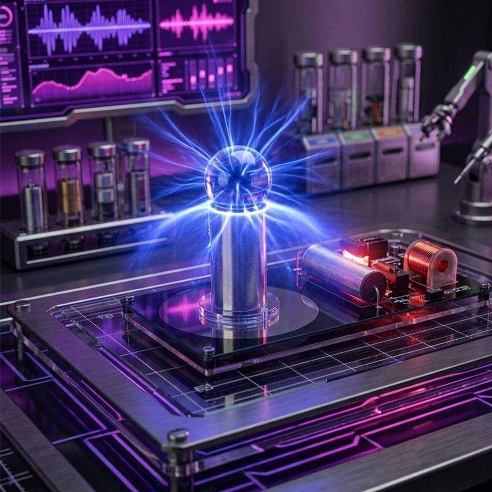 Kit Bobina per tesla DIY 195mm Esperimenti per plasma Kit Bobina | Design compatto 195mm, perfetto per scrivania, esperimenti sicuri, tubo scarica innovativo, materiale PCB robusto