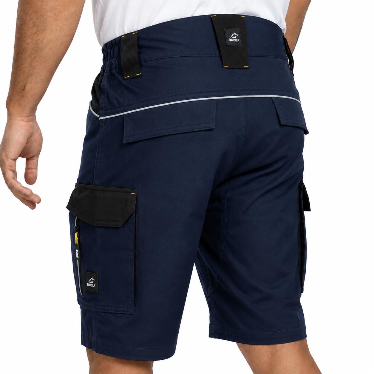 BWOLF Daytona - Pantalones cortos de trabajo elásticos para hombre, con muchos bolsillos
