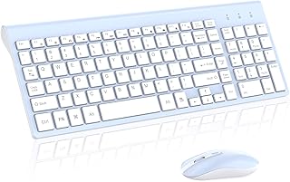Wireless Keyboard Mouse Combo, cimetech Compact Full Size Wireless Keyboard and Mouse Set 2.4G Ultra-Thin Sleek Design for Windows, Computer, Desktop, PC, Notebook - (Baby Blue)