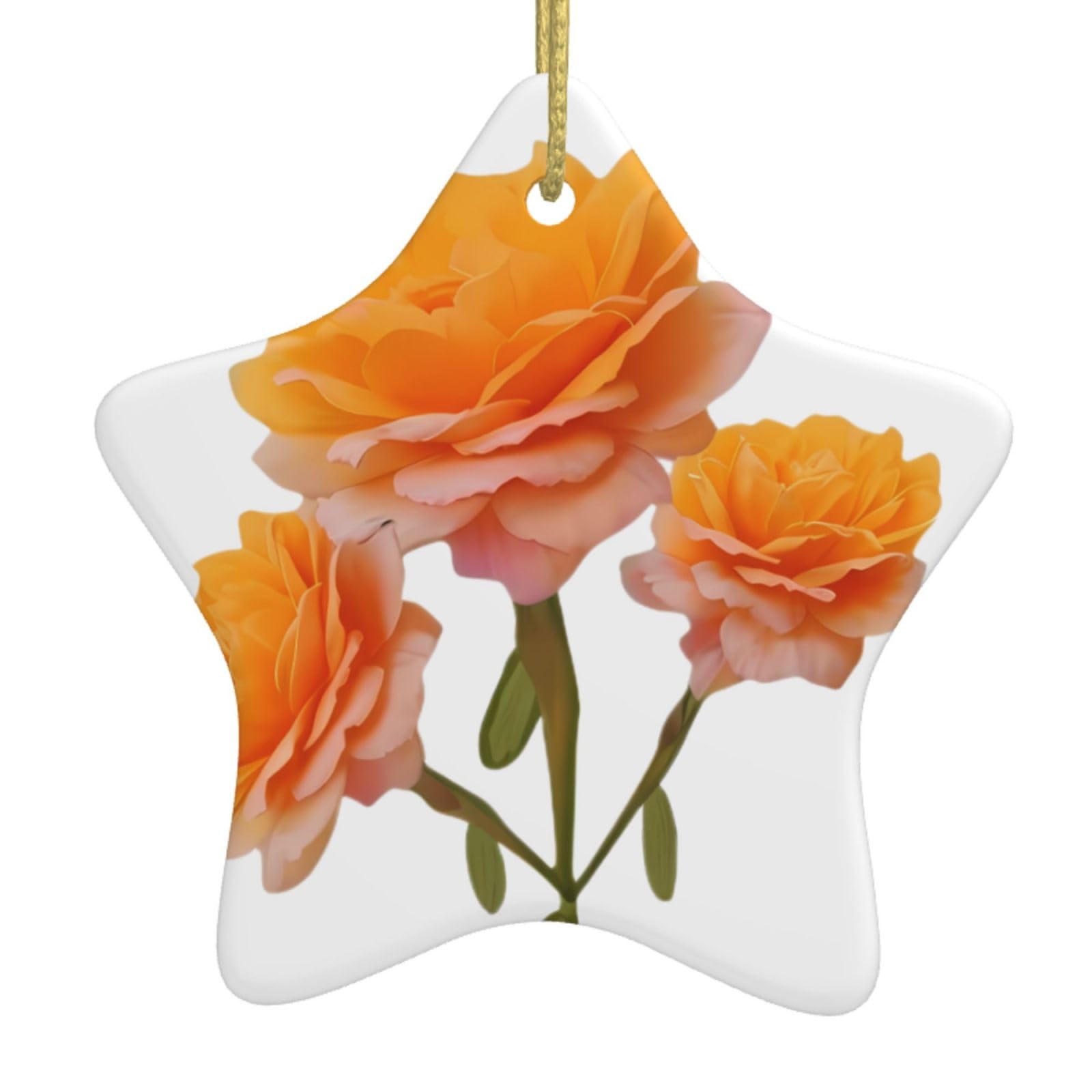 BROLEO Yellow Moonflower Christmas Ceramic Star Pendant Decoration - Hanging Ornament for Stores, and Homes -2.9 inch