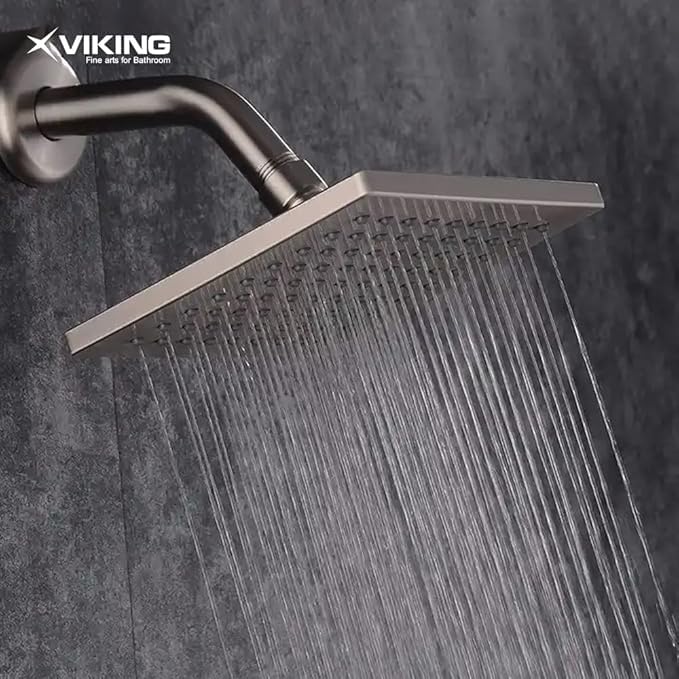 Image of Viking ABS Rain Shower | Polished Chrome | 4x4 Inches (100mm) Square Showerhead | Thread 15mm, Inner | Rotatable Spindle | Easy-to-Clean Nozzles | Without Arm
