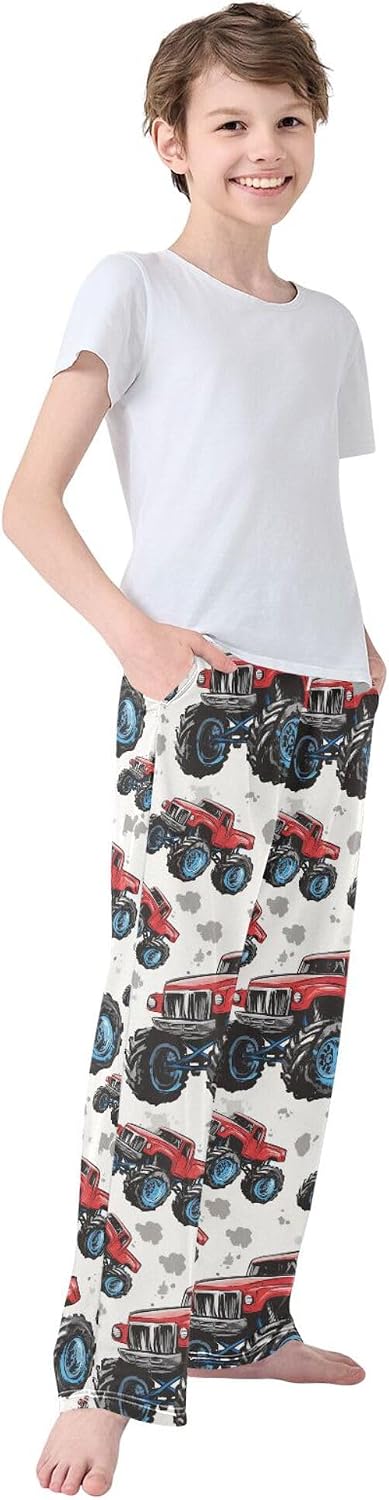 Pajama Pants Car Space Animals Pajama Bottoms Soft Pjs Elastic Waist Lounge Pants 6-14Y