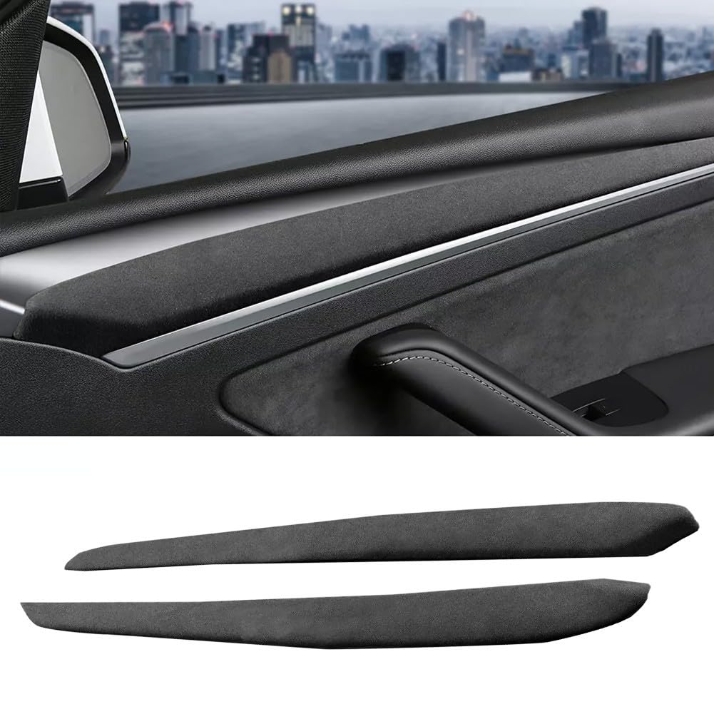 Wildleder-Innenausstattung für Türverkleidungen des Tesla Model 3 Y 2017-2022, Schwarz (Siehe Abbildungen)