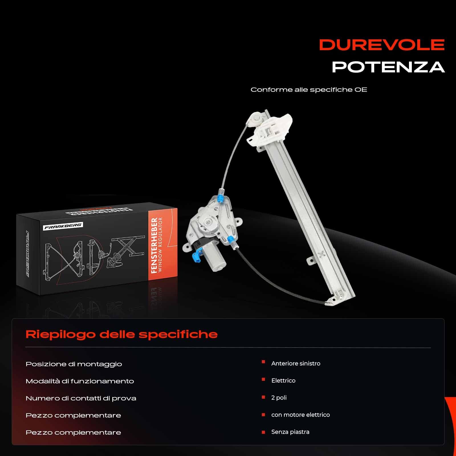 Frankberg Alzacristallo Meccanismo alzacristallo Elettrico con Motore 2-Poli Anteriore sinistro senza piastra 4/5-Porte Compatibile con Atos MX Replace# 8240302010