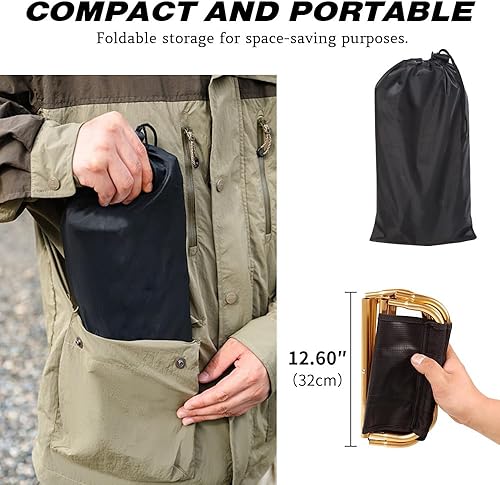Miniatura 2 de Mini taburete plegable para campamento, taburete ligero portátil para exteriores, para senderismo, playa, pesca, concierto, jardín, aluminio 7075 de