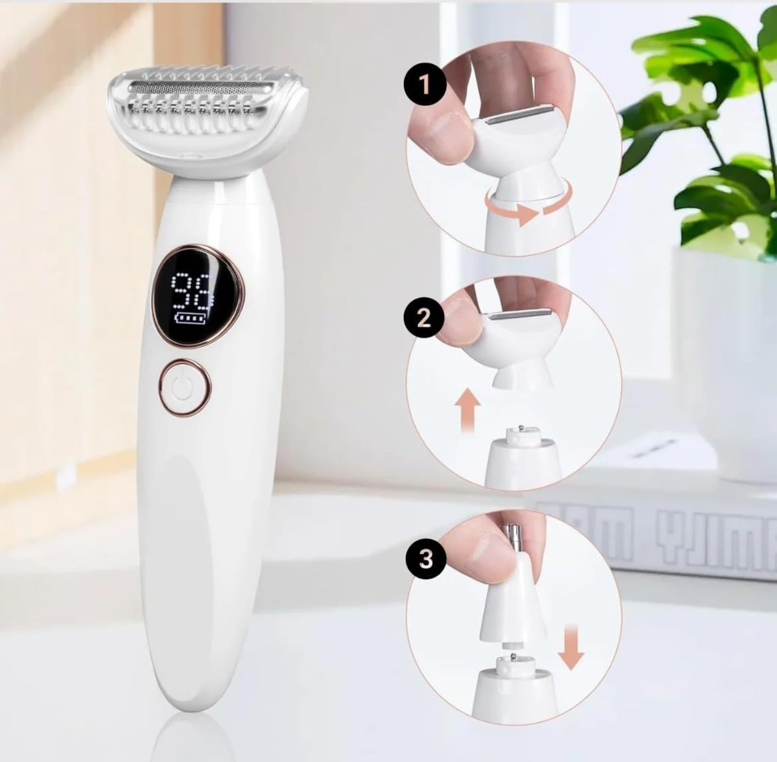 Rasoir Electrique Femme,Rasoir Elios Femme 5 En 1,Rasoir Femme,Épilateur Électrique avec Affichage LED et Chargement USB,IPX7 Étanche, pour Bikini,Aisselles,Jambes,Nez(Disponible en trois couleurs)