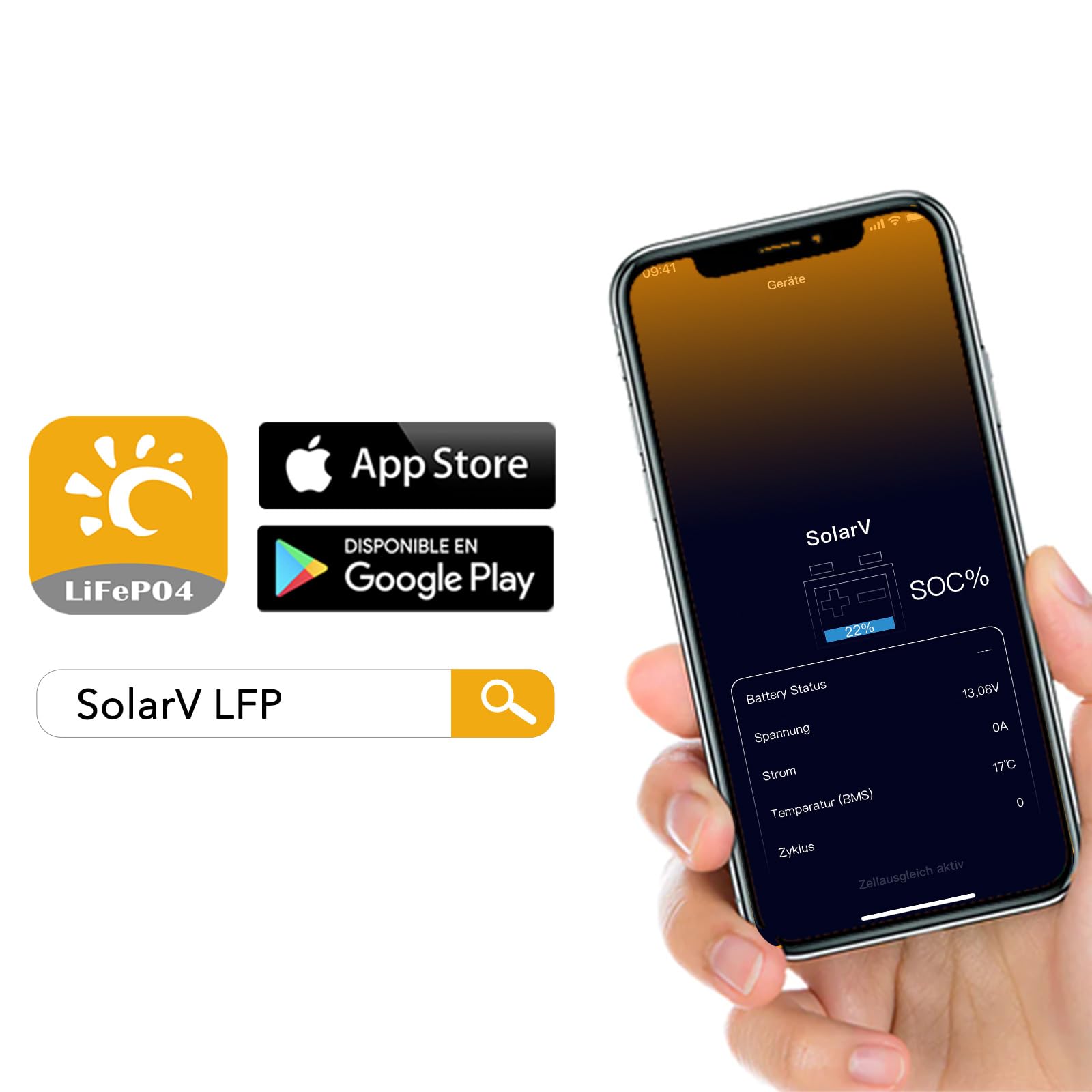 SolarV LiFePO4 akumulator 25V 150 Ah z BMS 100 A i Bluetooth do instalacji solarnych, kamperów, łodzi, domu, na kemping, 10 lat żywotności, idealny zamiennik akumulatorów ołowiowo-kwasowych AGM
