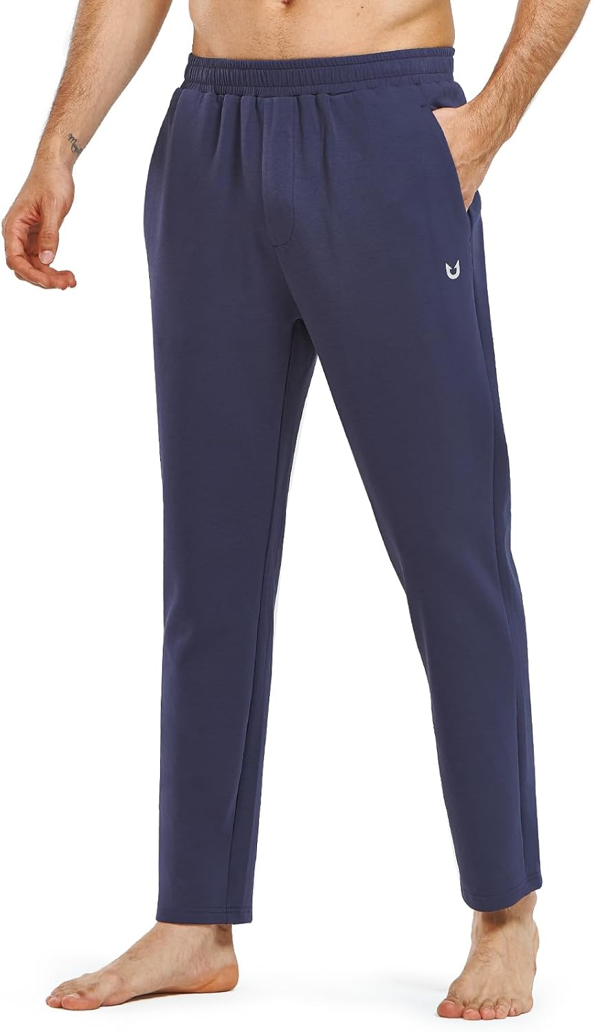 NORTHYARD Men's Yoga Casual Sweatpants Cotton Athletic Lounge Pants Open Bottom Loose Exercise Straight Leg Pant with Pockets