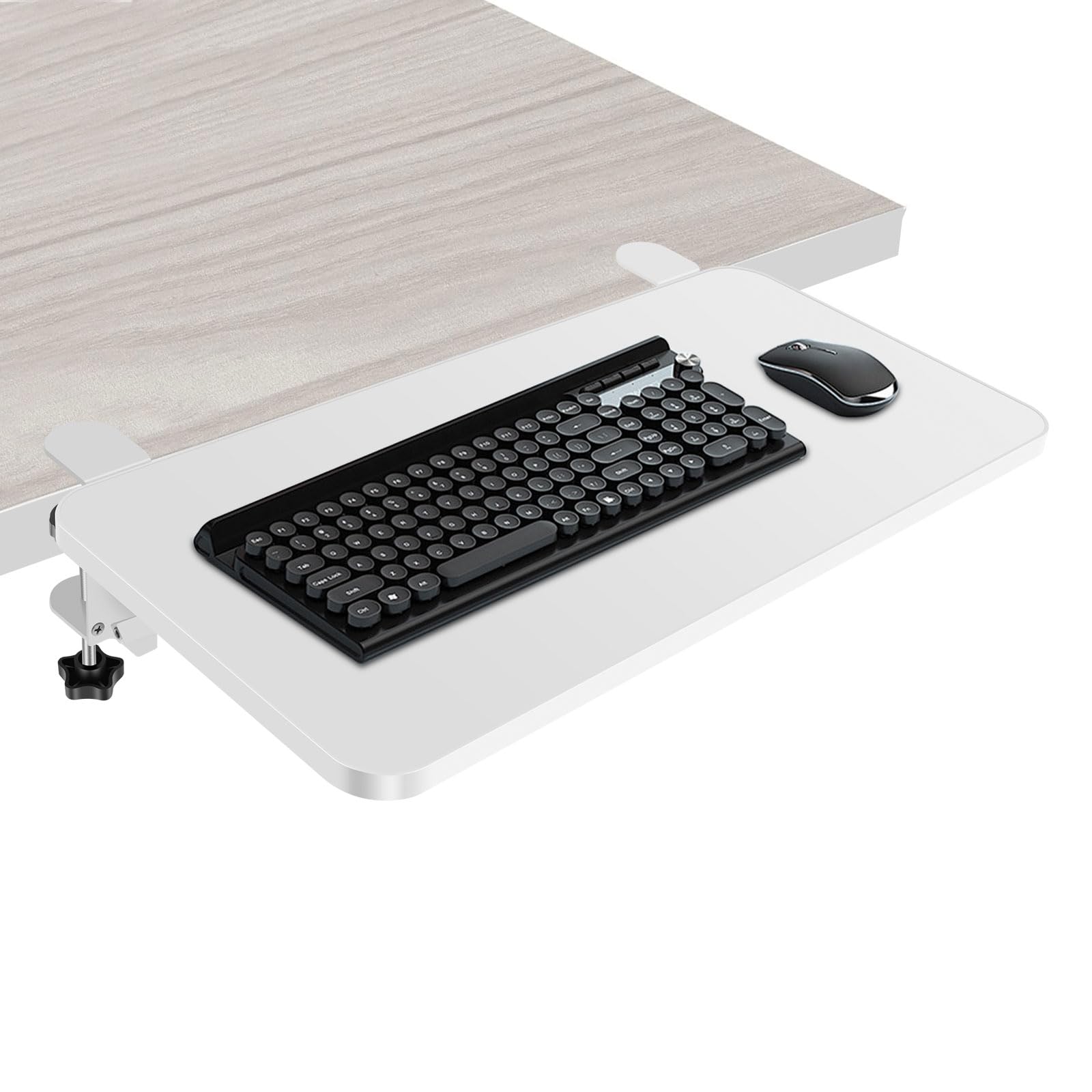 Nihuifdpy White Ergonomics Desk Extender Tray, 52X25cm Table Mount Arm Rest Shelf, 90° Foldable Keyboard Drawer Tray Platform, Clamp On Computer Arm Rest For Desk Office Home