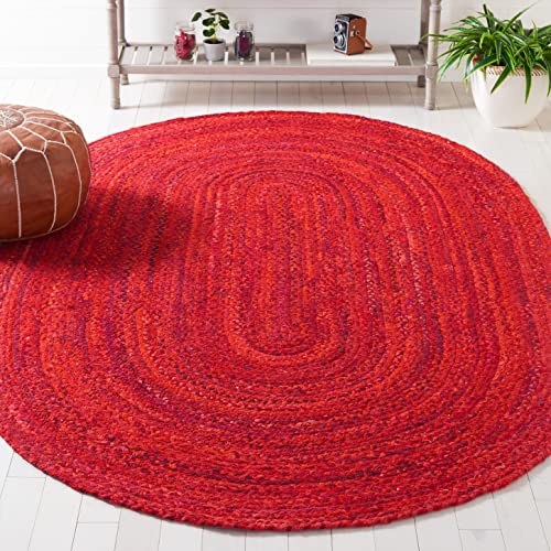 SAFAVIEH Braided Oval Rug 4x6, Red BRD452Q