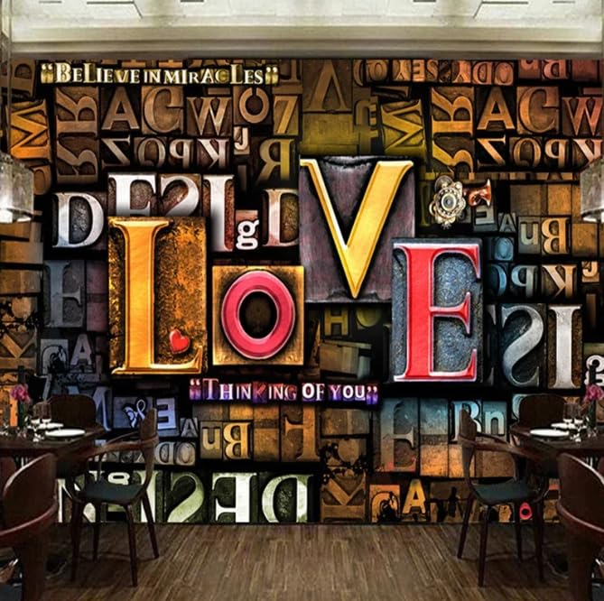 Papier peint 3D stéréoscopique LOVE revêtement mural haut de gamme pour intérieur chic
