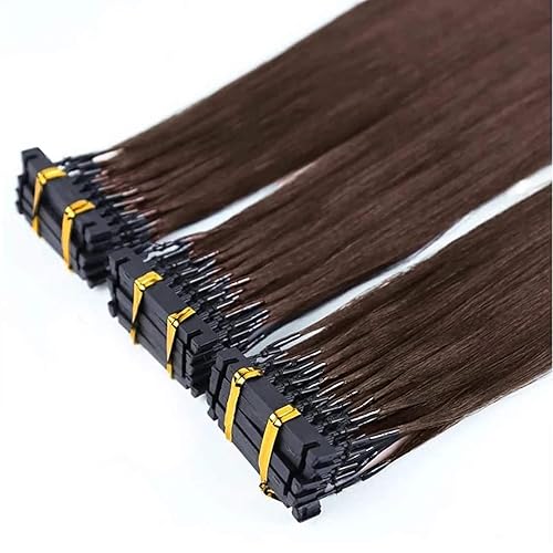 Extensión de cabello humano 6D, color marrón oscuro, 10 filas para máquina de 1 generación, herramienta sin rastro, pistola para salón (14 pulgadas)