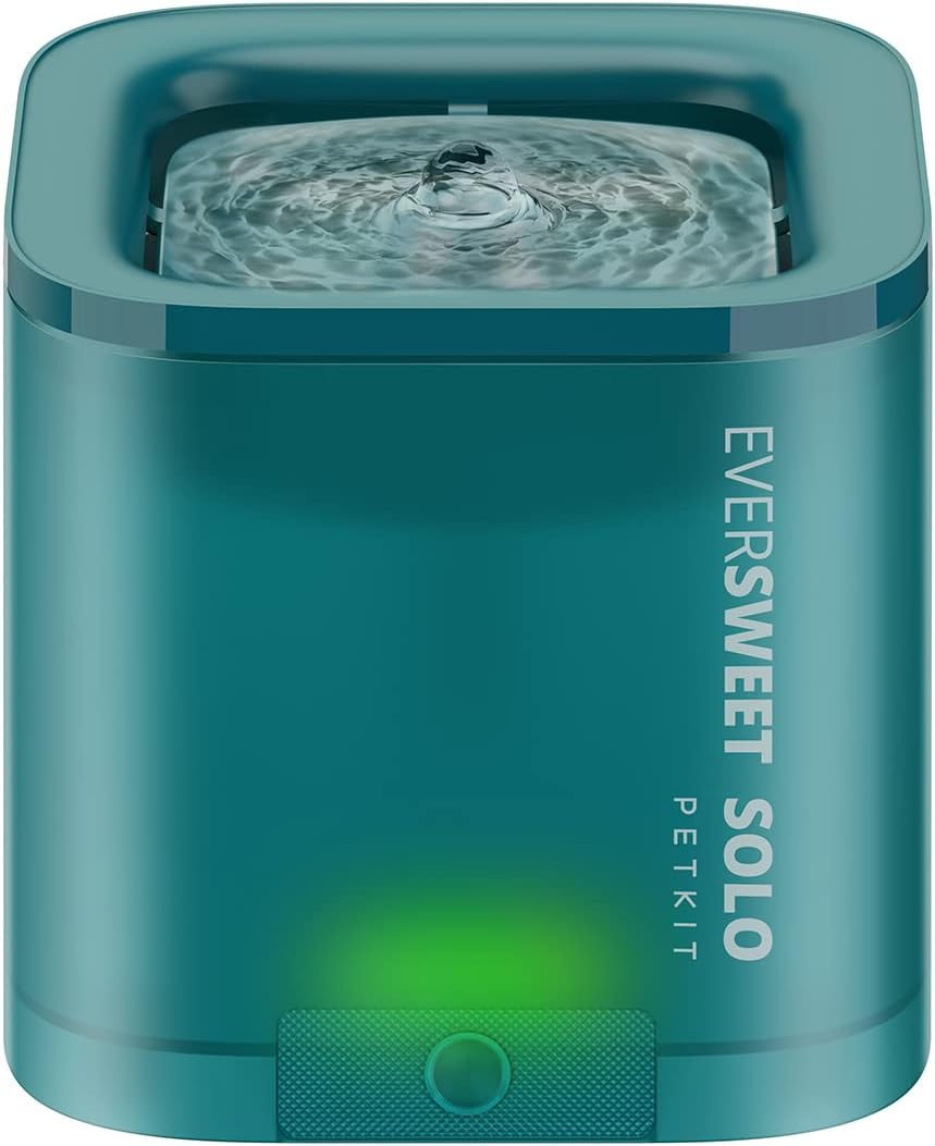 PETKIT Cat Water Fountain, Automatic Pet Drinking Fountain Bowl with LED Indicator, Ultra Quiet Pump with 2 Flow Modes & Anti-Dry Design, for Cats and Small Dogs, 1.85L (Green)