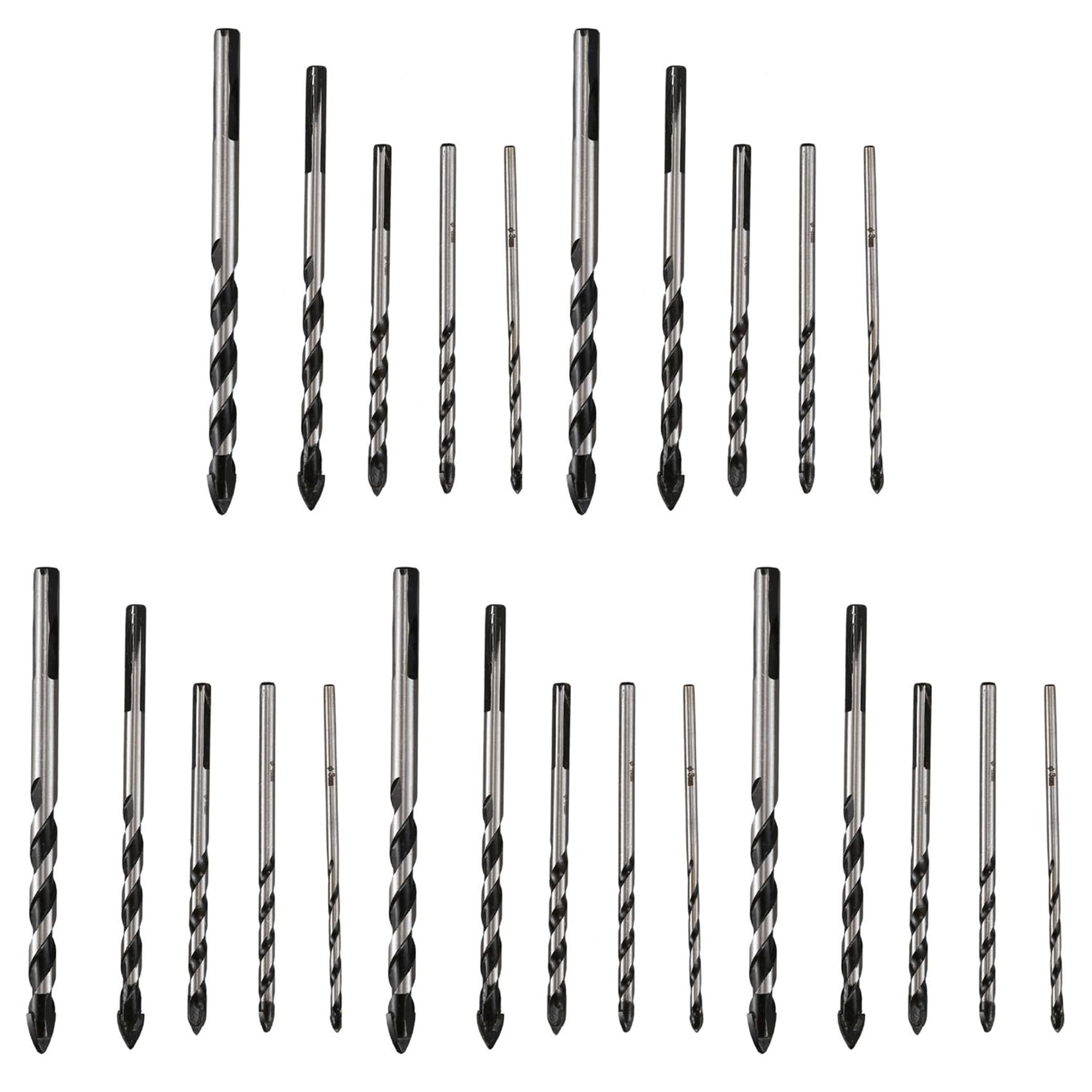 Jnchdghwa Black & Silver 25 Pieces Multi-Material Drill Bit Set For Porcelain Ceramic Tile,Concrete,Glass(3Mm 4Mm 5Mm 6Mm 8Mm)