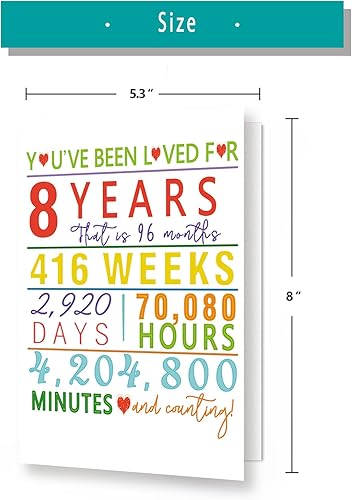 Miniatura 2 de YiKaLus Tarjeta de feliz cumpleaños número 8 para nieta hija, divertido regalo de cumpleaños de ocho años para nieto hijo, tarjeta de cumpleaños