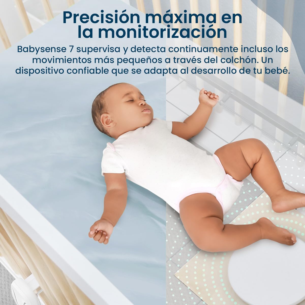 Babysense Monitor para Bebés con Alertas de Respiración en Tiempo Real, Notificaciones de Irregularidad, Certificación Médica Monitor sin Contacto, Cobertura Completa con 2 Sensores