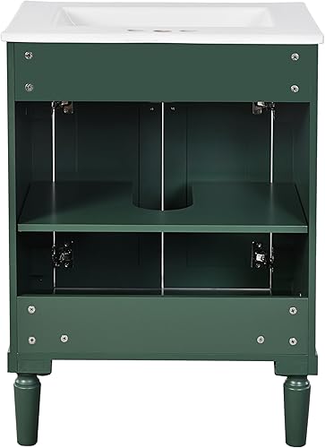 Miniatura 7 de Tocadores de baño de 24 pulgadas con lavabo individual, armario moderno de fregadero de baño con puerta doble, gabinete de lavabo de baño