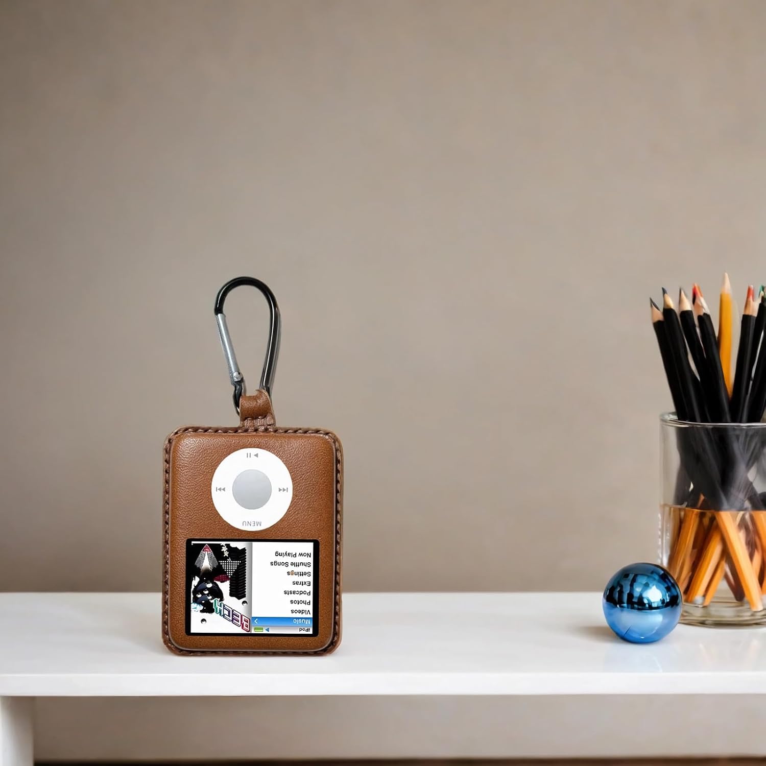 for iPod Nano 3 case, Leather Handmade Nano 3rd Generation Leather case (挂钩/棕色)