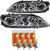 H1 12V 55W P14.5s QR-Parts 69614773 Set Scheinwerfer links 1218243 + Scheinwerfer rechts 1218244 + PHILIPS H1 Vision +30% 12258PRC1 (4-Stück)