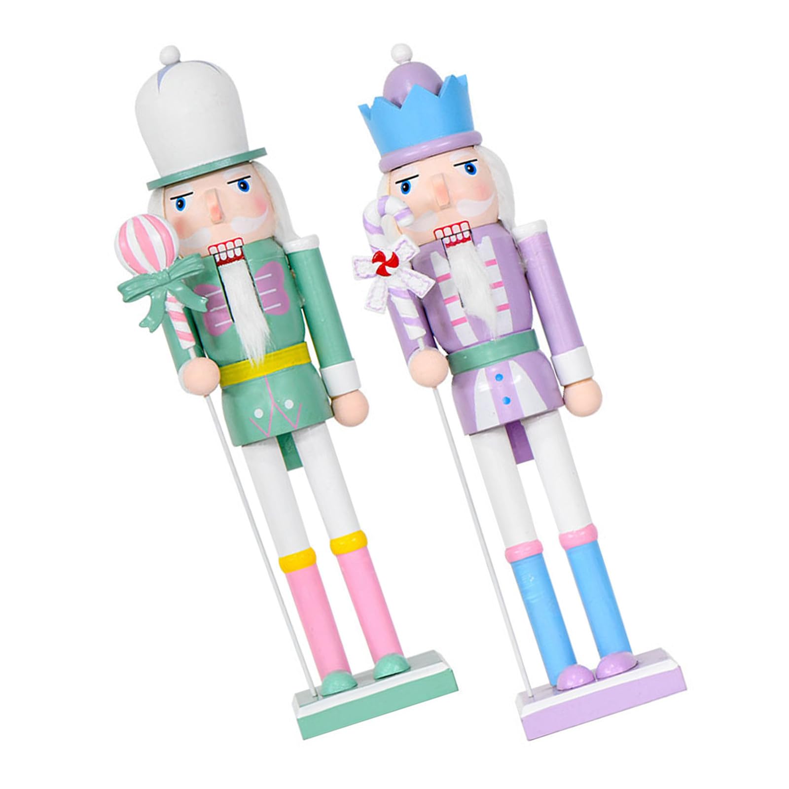 Figurines Casse-Noisette Pastel en Bois, Décoration Festive de Table et Intérieur Noël
