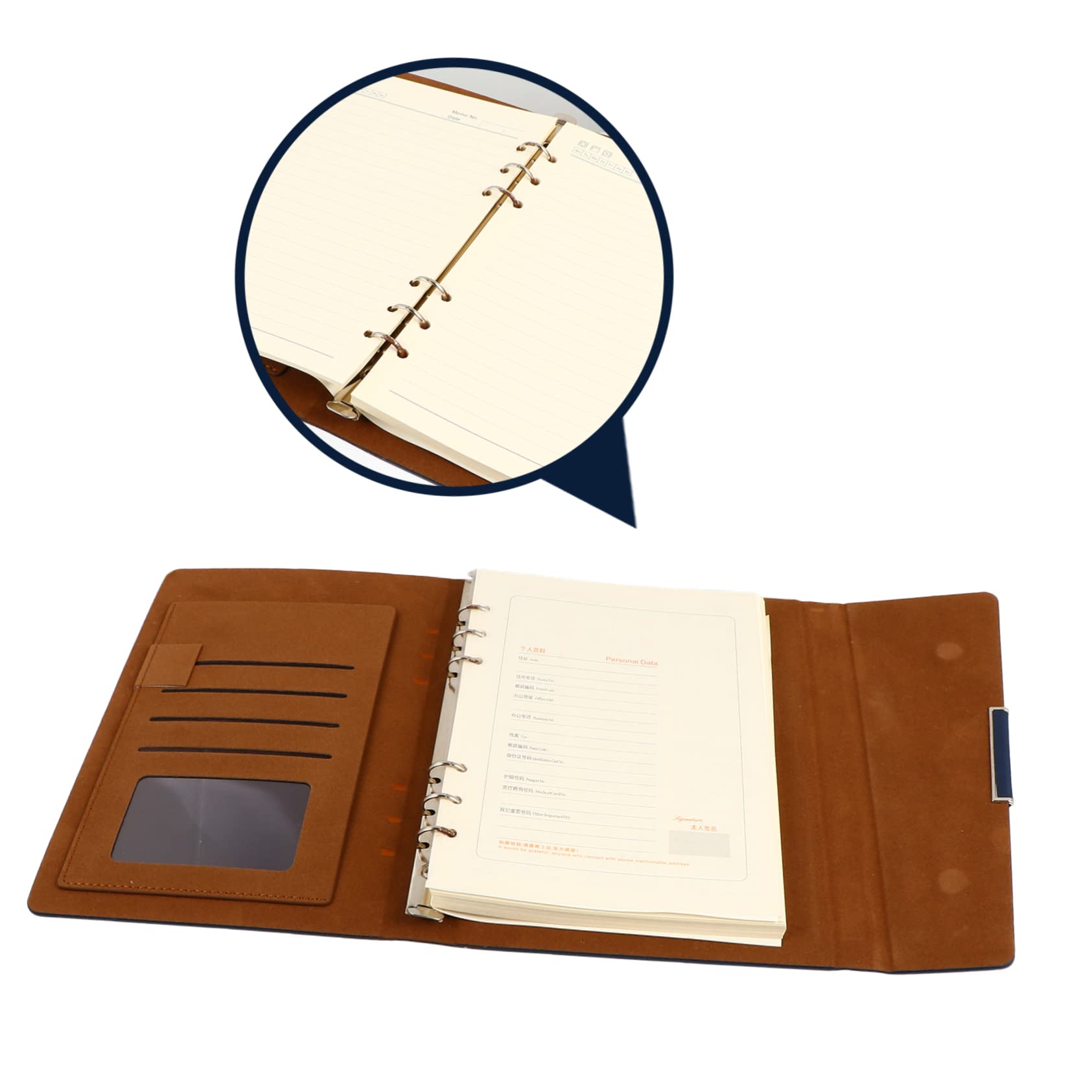 Cuaderno de Notas de Agenda de Cuero Pu Azul, Diseño Simple