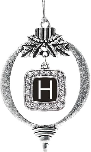 Miniatura 29 de Inspired Silver - My Vintage Initials - Adorno con dije de letra J - Adornos navideños cuadrados de plata con joyas de circonita cúbica