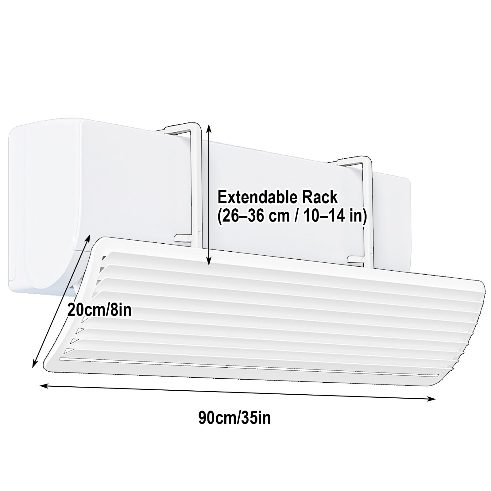 Deflettore Condizionatore, Deviatore Aria Condizionata Orientabile 270°, Pannello 90cm, Staffa Regolabile 26-36cm