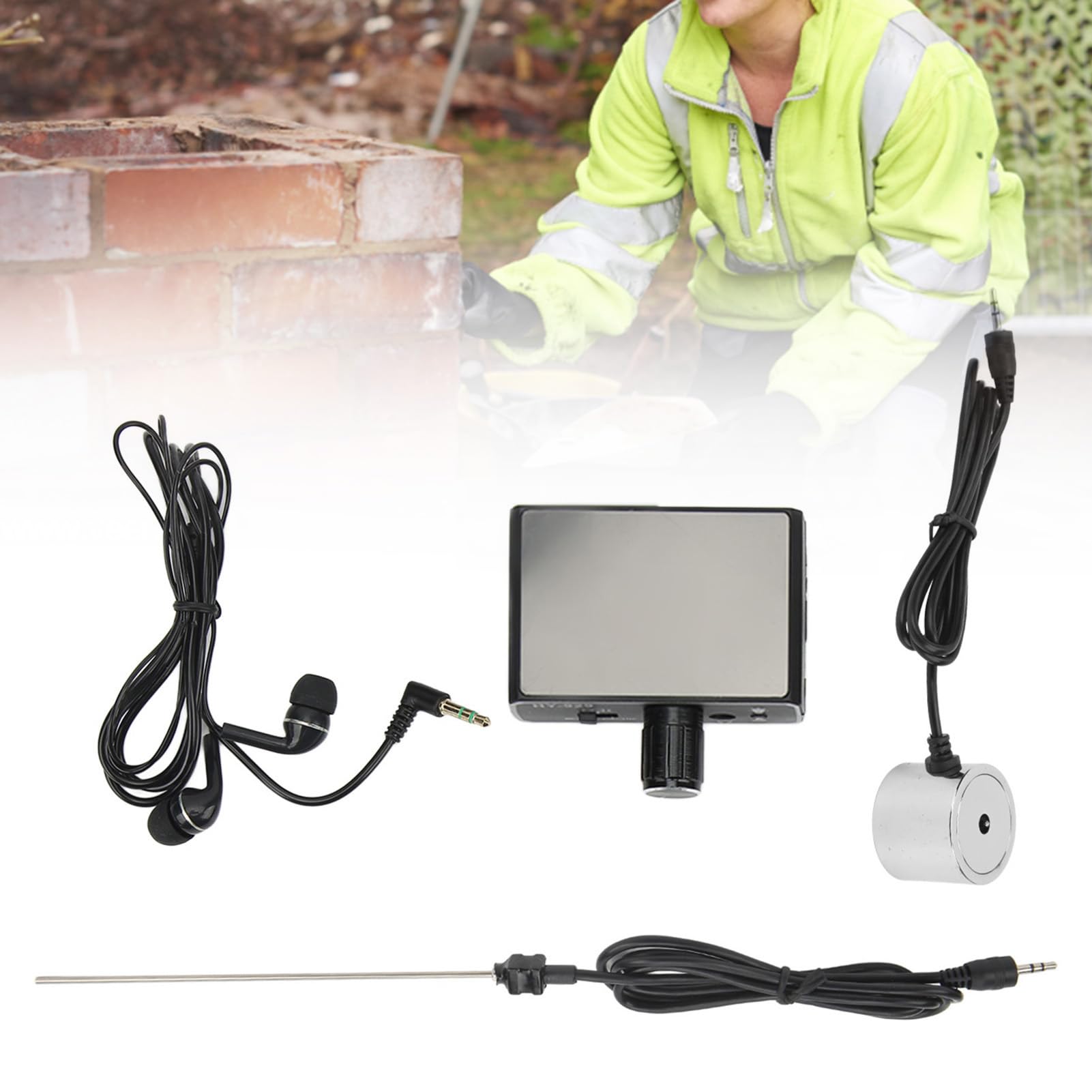 Detección de Fugas de Agua,Monitor de Fugas de Tuberías de Agua Subterránea, Sonda Doble,Intensificador de Sonido Mejorado de Alta Resistencia,Detector de Fugas de Tuberías de