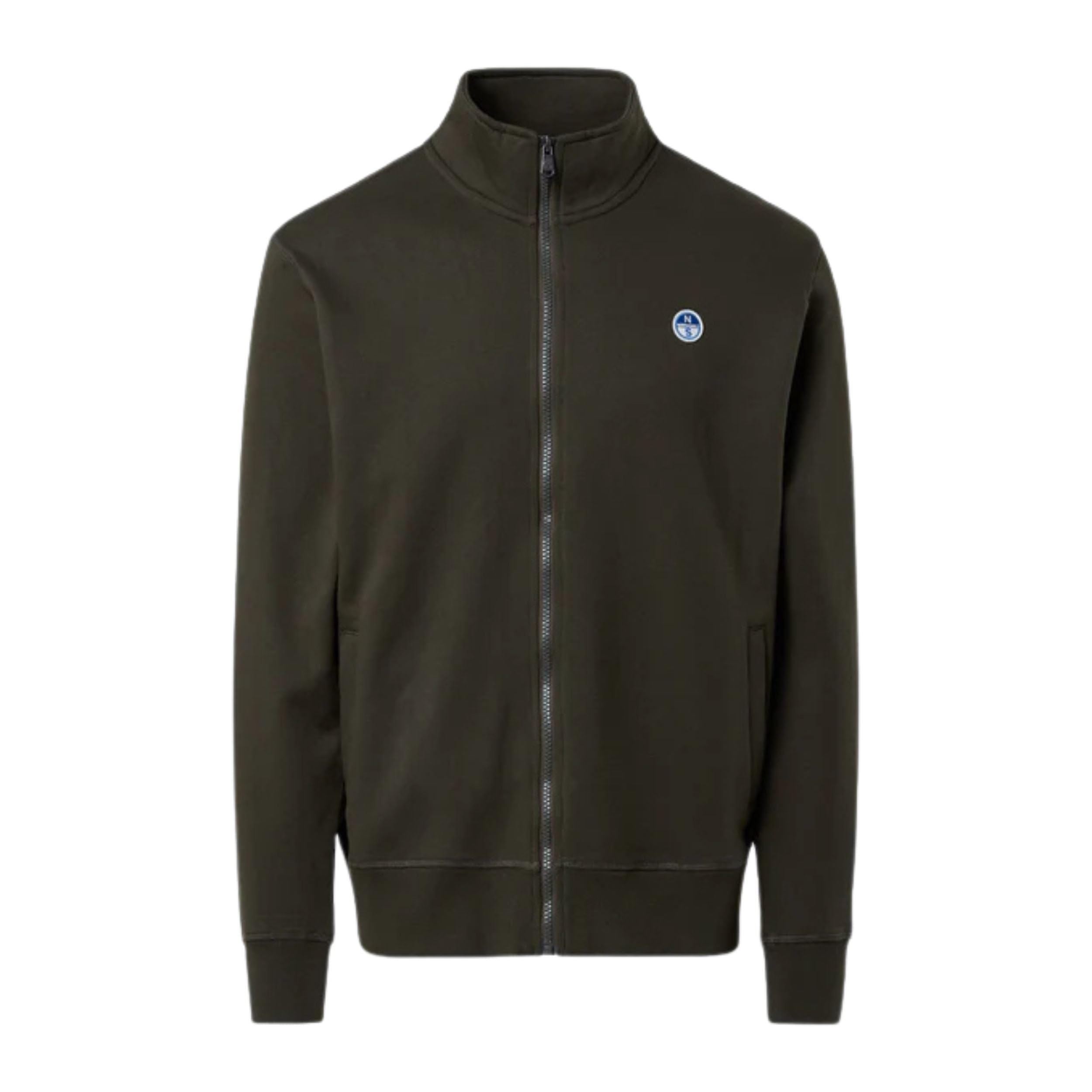 NORTH SAILS Felpa Basic Sweatshirt 691256 Full Zip Uomo Cotone Verde Militare