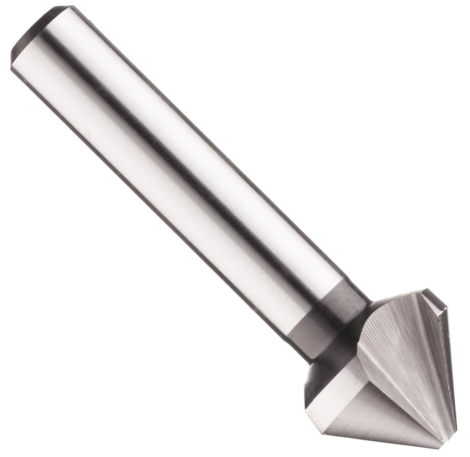 Dormer G154 Series High-Speed Steel Single-End Countersink, Uncoated (Bright) Finish, 3 Flutes, 82 Degrees, Round Shank, 8 mm Shank Dia., 12.4 mm Body Dia.