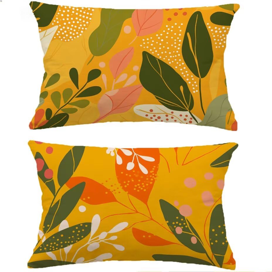 Housse de coussin extérieur 70x90 cm lot de 2 orange aspect lin imperméable M-P407