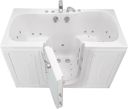 Ella Tub4Two 32"x60" Hydro + Air Massage w/Independent Foot Massage + Microbubble Therapy Acrylic Two Seat Walk-In-Bathtub, Left Outswing Door, Heated Seats, 2 Piece Fast Fill Faucet, 2" Dual Drains