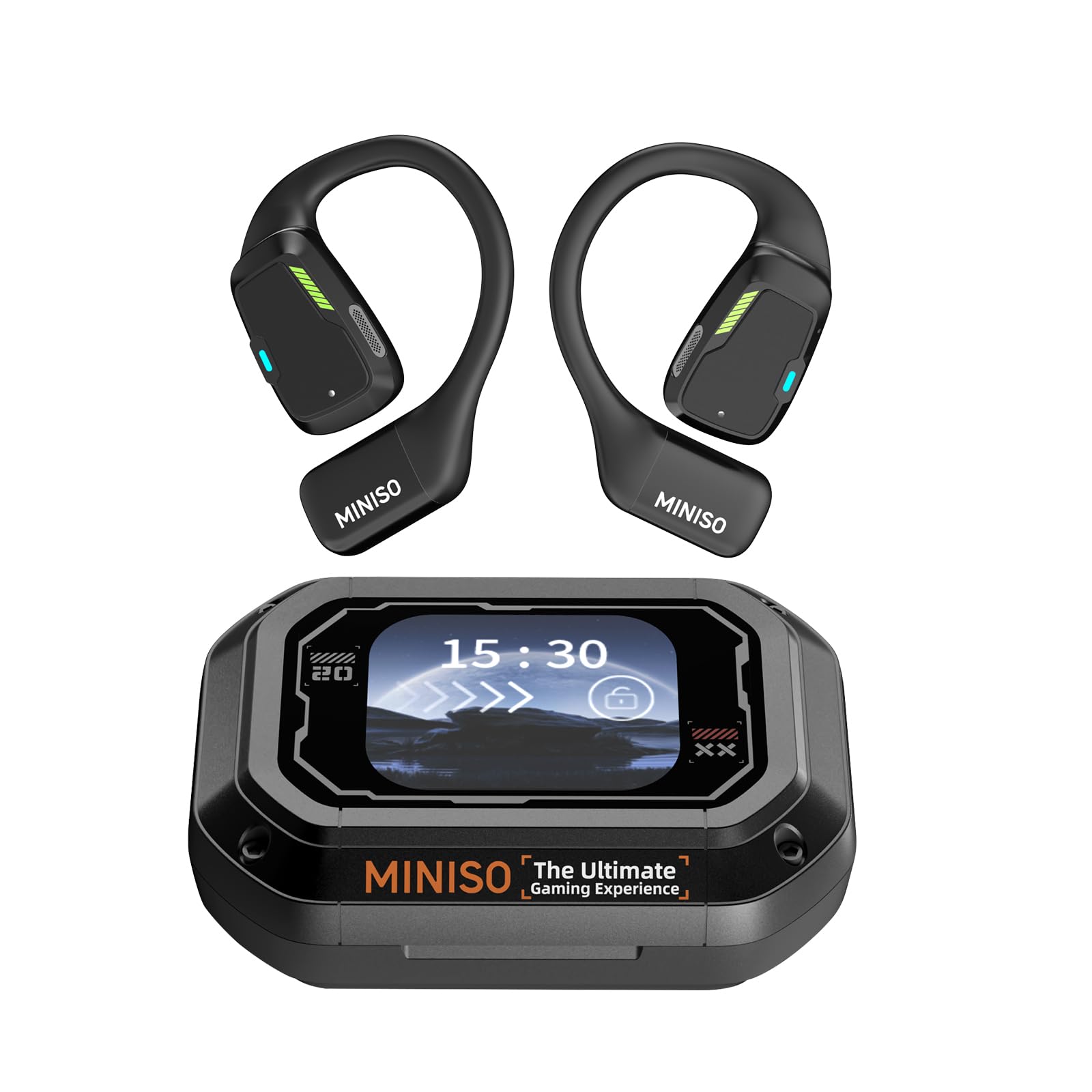 MINISO M98 AI Translation Earbuds, 3-in-1 Real-Time Translator Earbuds with App, 134 Languages Translation Earbuds with LCD Touchscreen, Open Ear