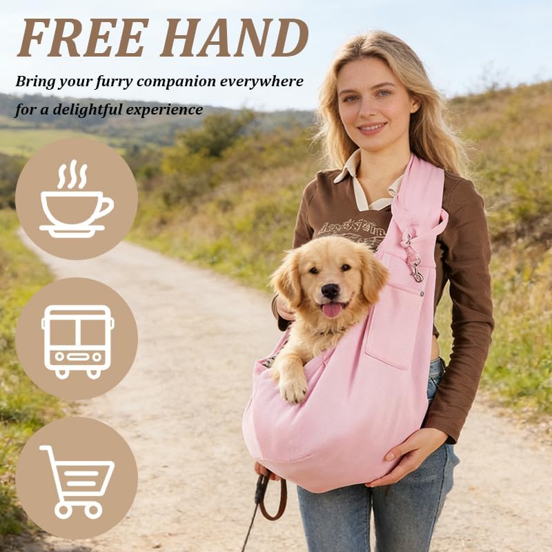 Dog Sling Carrier, with A Maximum Weight Capacity of 16.5 Pounds | Breathable Mesh Design with Safety Buckle, 1 Piece in Coffee Color, Suitable for Outdoor Travel and Camping