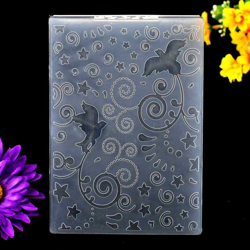 DDOUJOY Merry Christmas Bird Star Decorations Background Plastic Embossing Folders for Card Making Scrapbooking and Other Paper Crafts 2101014