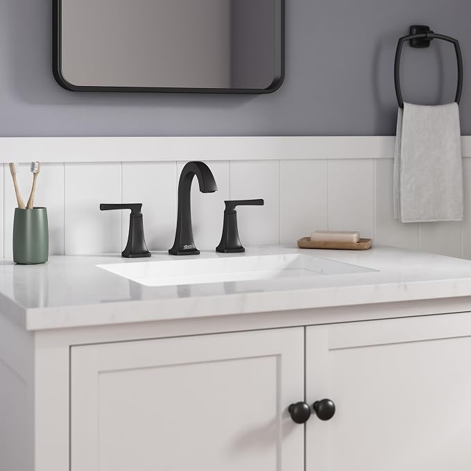 Grifería de baño 8 pulgadas dos manijas negro mate miniatura 5