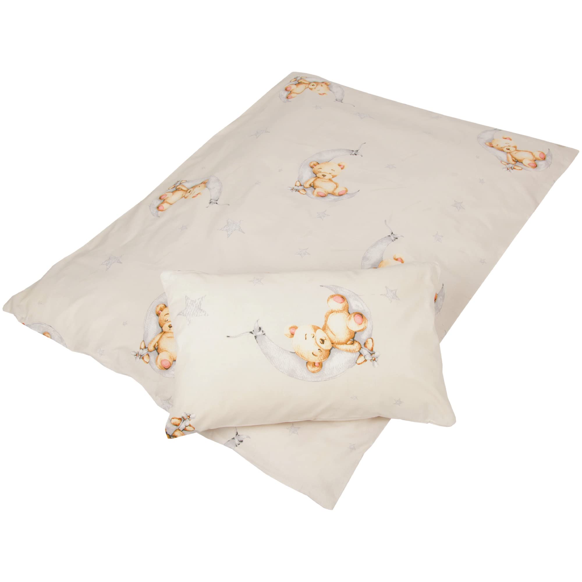 Kinder Betten-Set inkl. Bettwäsche 2-tlg (100x135cm / 40x60cm) Bettdecken Set, Bettbezug aus 100% Baumwolle - Steppbett waschbar bei 95°C