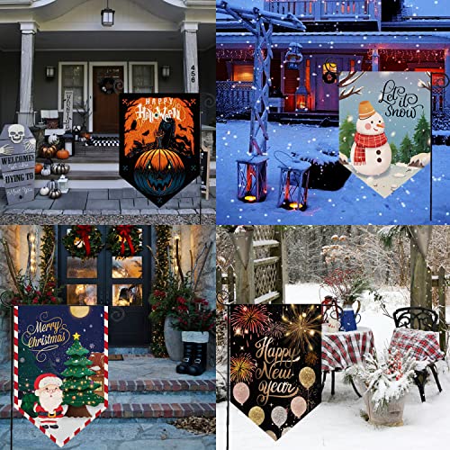 Cdlong Seasonal Garden Flag Set Of 12 Double Sided 12.5 X 18 Inch Yard Flag ,Small Garden Flags For Outside, Artist Rendered Christmas Spring Seasonal Flag For Outdoor Holiday Decorations #TOP7