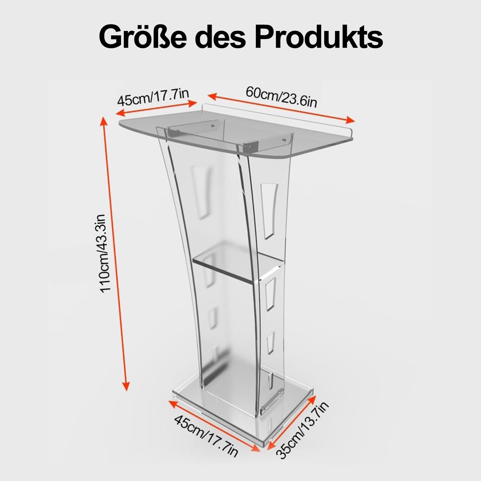 Podium en acrylique Pupitre debout Podium et lutrin en acrylique avec lumières colorées pour la réunion, l'hébergement, l'église, le mariage, la salle de classe, la présentation (transparent)