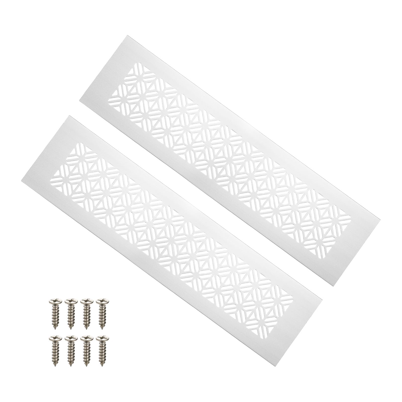 PATIKIL 300mm x 80mm Door Air Vent Cover, 2 Pcs Heavy Duty Aluminum Grille Ventilation Cover Louvered with Mounting Screws for Cabinet Wardrobe Door, Light Grey