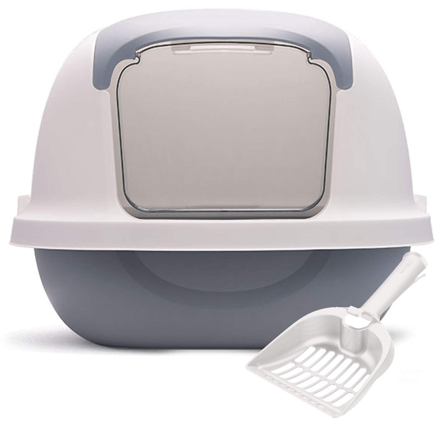 BPS Aseo Cerrado para Gato Arenero Cubierto Sanitaria Bandeja Arena con Pala para Mascotas Gatos 3 Colores 51 x 37 x 43 cm (Gris) BPS-5593GR